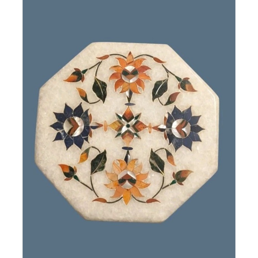 Marble octagon‎ Semi Precious Stone Inlay